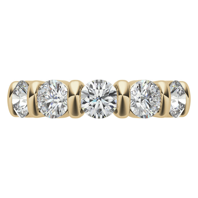 4.5mm Round Brilliant Moissanite Bar Anniversary Ring, 1.65ct