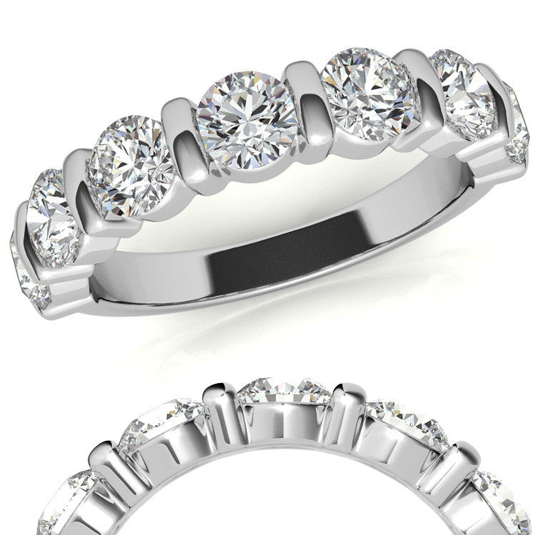 4.0mm Round Brilliant Moissanite Bar Anniversary Ring, 1.75ct