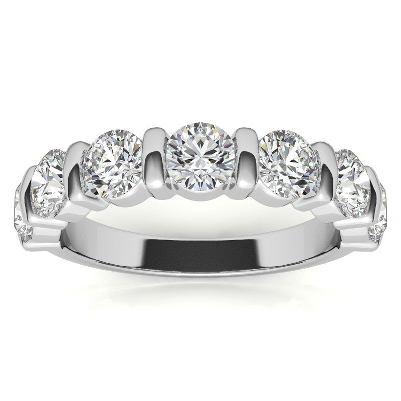 4.0mm Round Brilliant Moissanite Bar Anniversary Ring, 1.75ct