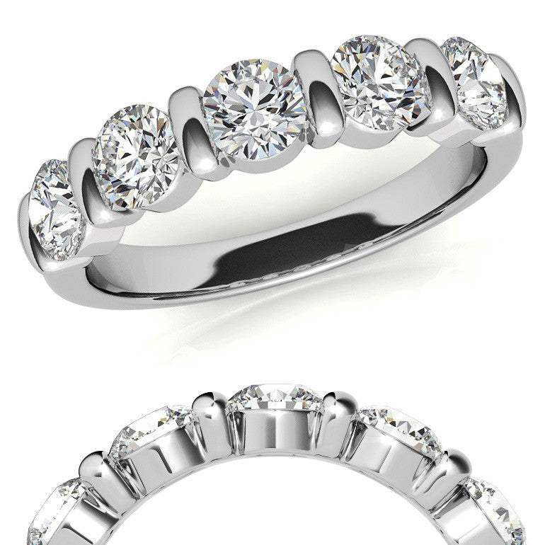 4.0mm Round Brilliant Moissanite Bar Anniversary Ring, 1.25ct