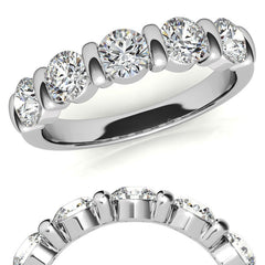 4.0mm Round Brilliant Moissanite Bar Anniversary Ring, 1.25ct