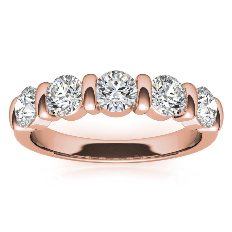 4.0mm Round Brilliant Moissanite Bar Anniversary Ring, 1.25ct