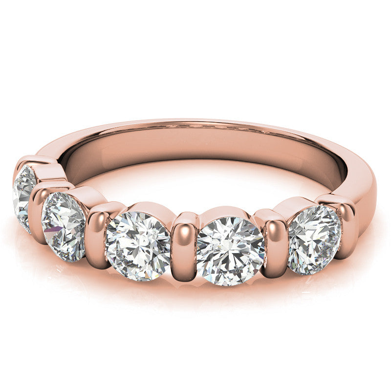 4.0mm Round Brilliant Moissanite Bar Anniversary Ring, 1.25ct