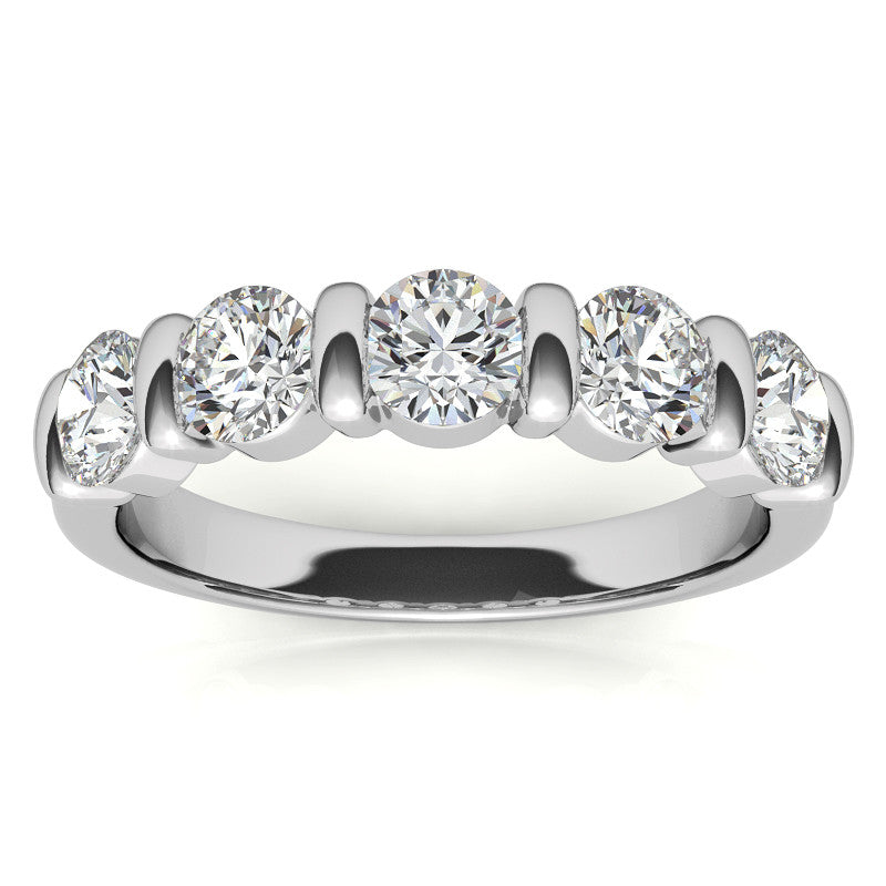 4.0mm Round Brilliant Moissanite Bar Anniversary Ring, 1.25ct