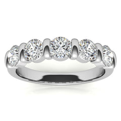 4.0mm Round Brilliant Moissanite Bar Anniversary Ring, 1.25ct