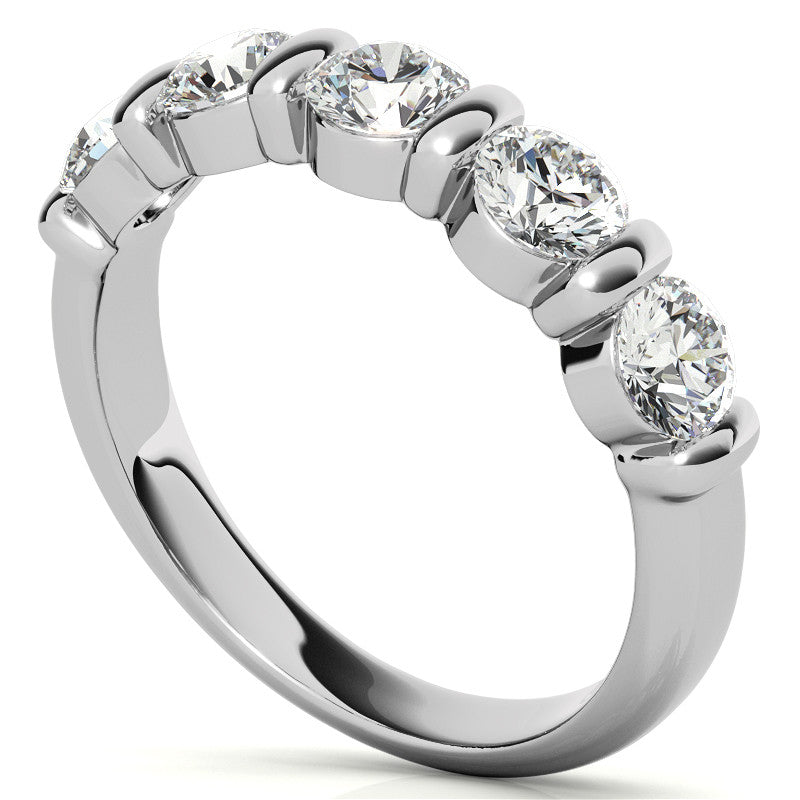 4.0mm Round Brilliant Moissanite Bar Anniversary Ring, 1.25ct