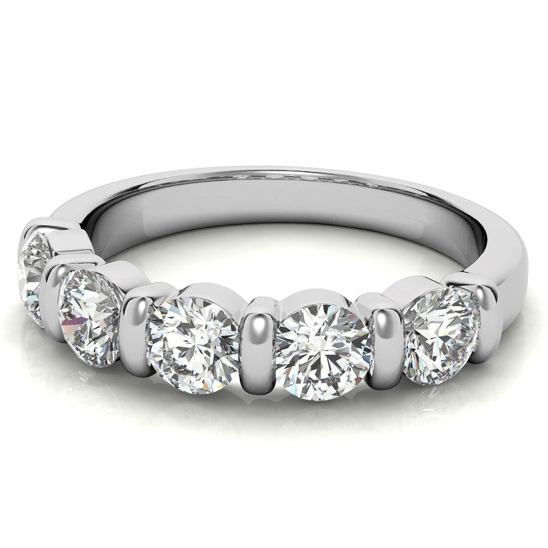 4.0mm Round Brilliant Moissanite Bar Anniversary Ring, 1.25ct