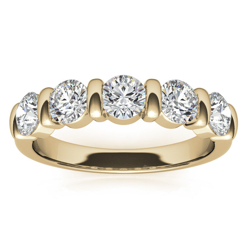 4.0mm Round Brilliant Moissanite Bar Anniversary Ring, 1.25ct