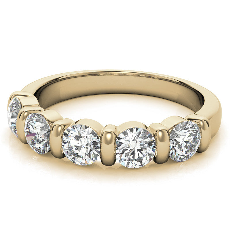 4.0mm Round Brilliant Moissanite Bar Anniversary Ring, 1.25ct