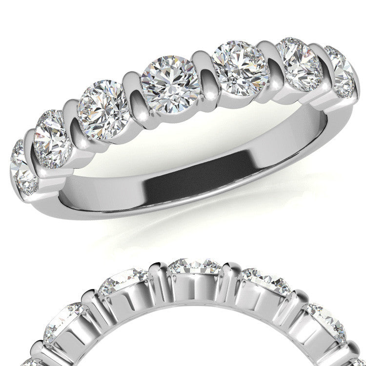 3.5mm Round Brilliant Moissanite Bar Anniversary Ring, 1.05ct