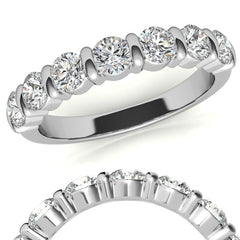 3.5mm Round Brilliant Moissanite Bar Anniversary Ring, 1.05ct