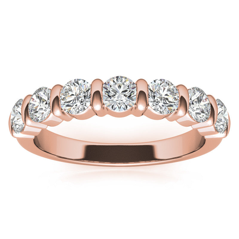 3.5mm Round Brilliant Moissanite Bar Anniversary Ring, 1.05ct