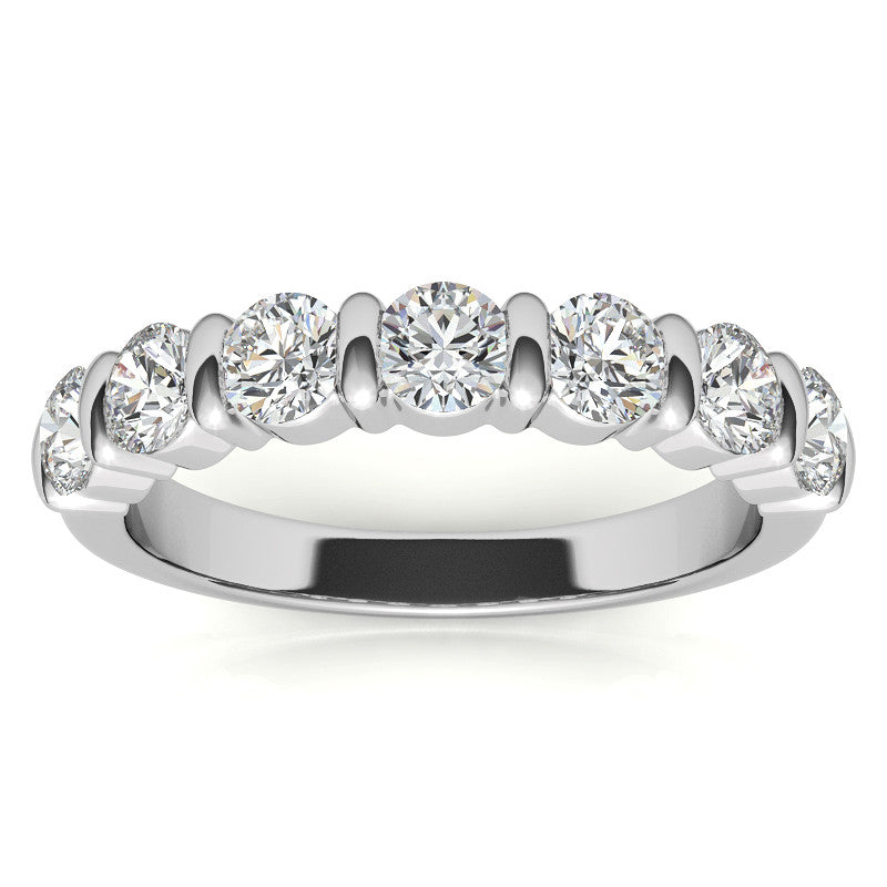 3.5mm Round Brilliant Moissanite Bar Anniversary Ring, 1.05ct