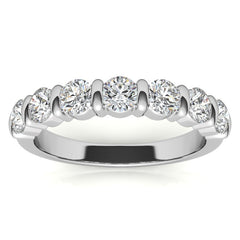 3.5mm Round Brilliant Moissanite Bar Anniversary Ring, 1.05ct