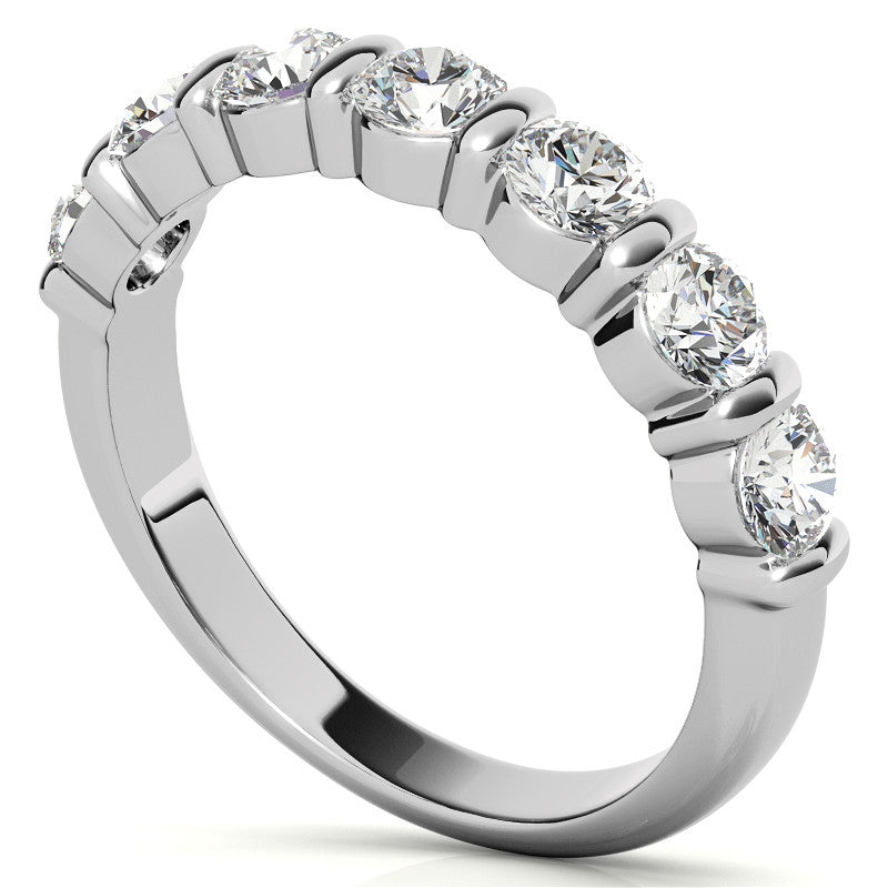 3.5mm Round Brilliant Moissanite Bar Anniversary Ring, 1.05ct