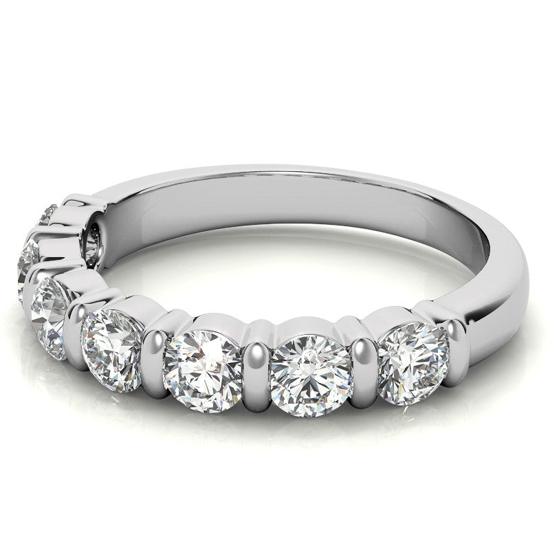 3.5mm Round Brilliant Moissanite Bar Anniversary Ring, 1.05ct