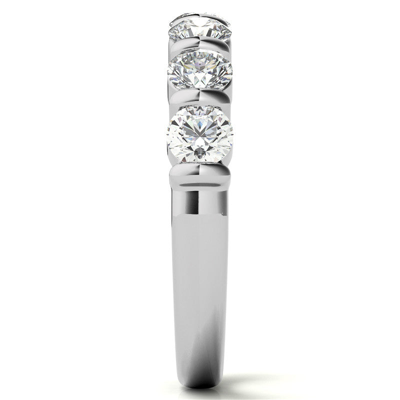 3.5mm Round Brilliant Moissanite Bar Anniversary Ring, 1.05ct