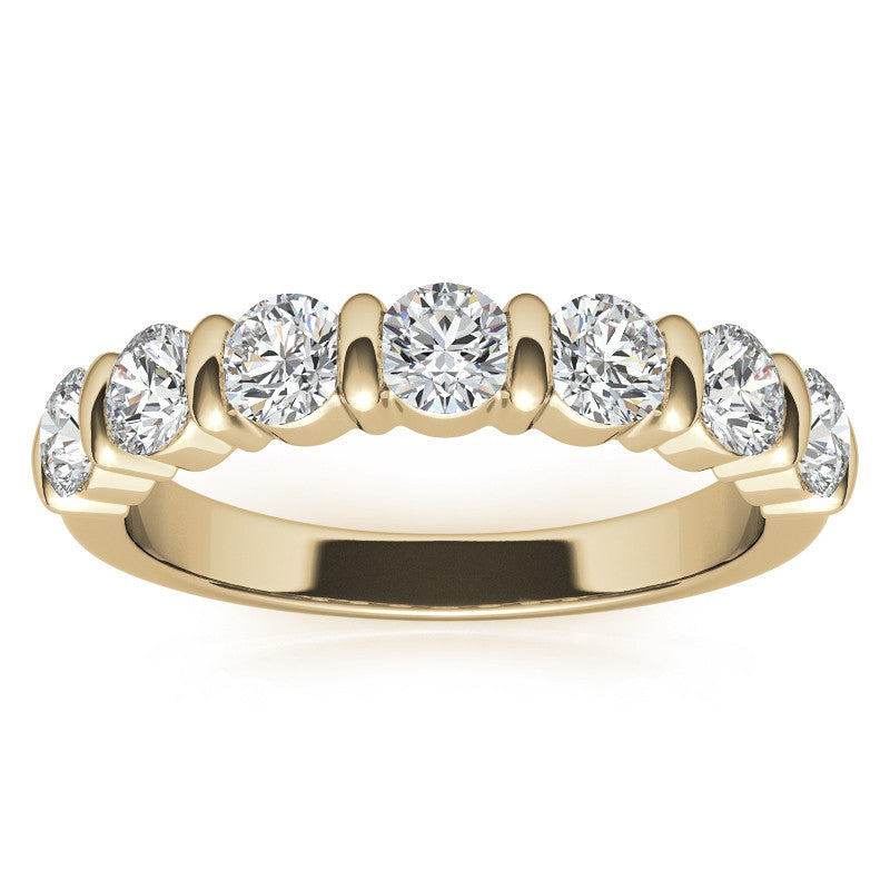 3.5mm Round Brilliant Moissanite Bar Anniversary Ring, 1.05ct