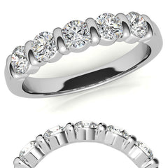3.5mm Round Brilliant Moissanite Bar Anniversary Ring, 0.75ct