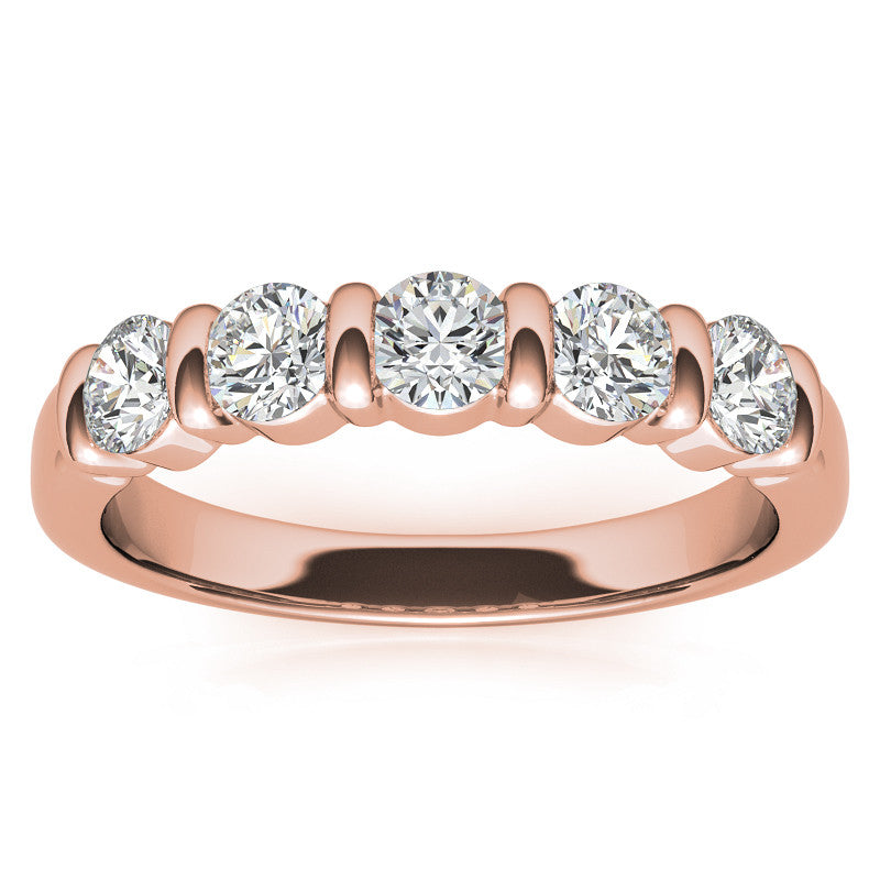 3.5mm Round Brilliant Moissanite Bar Anniversary Ring, 0.75ct