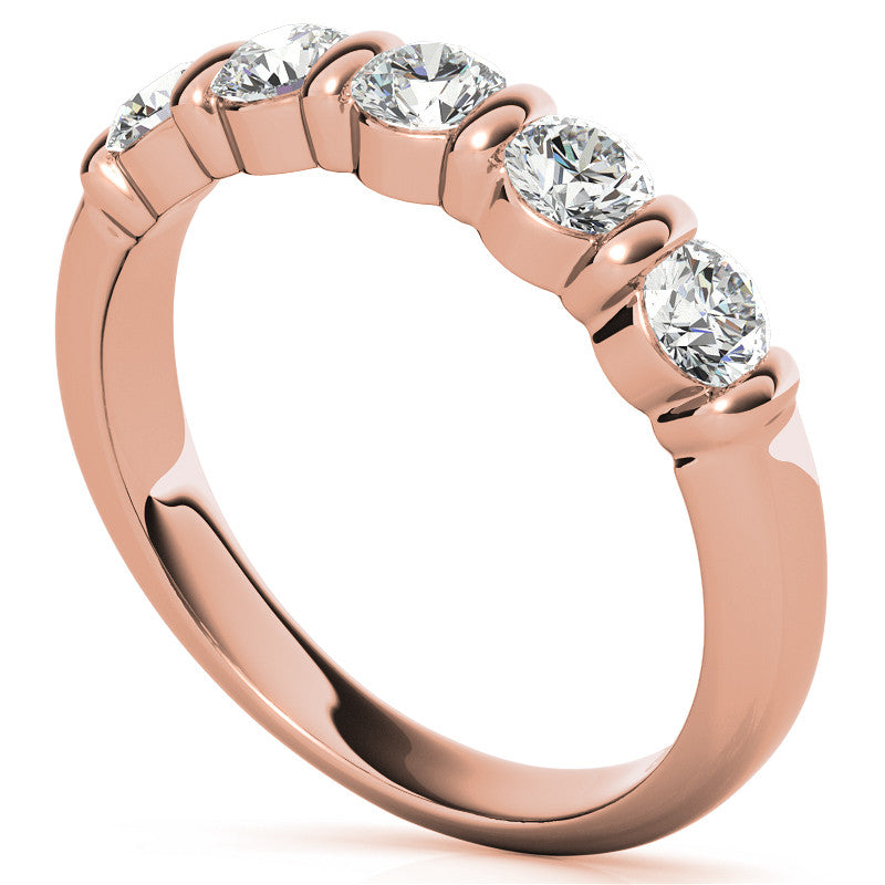 3.5mm Round Brilliant Moissanite Bar Anniversary Ring, 0.75ct