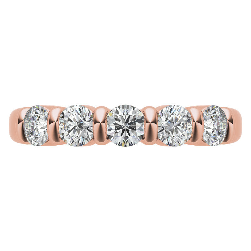 3.5mm Round Brilliant Moissanite Bar Anniversary Ring, 0.75ct