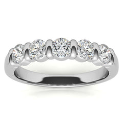 3.5mm Round Brilliant Moissanite Bar Anniversary Ring, 0.75ct