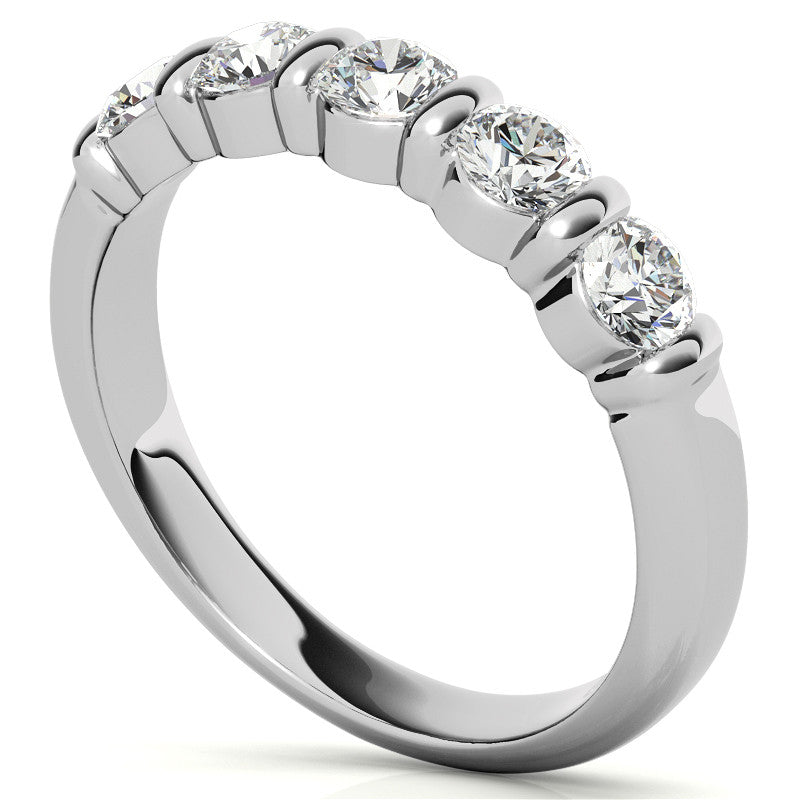 3.5mm Round Brilliant Moissanite Bar Anniversary Ring, 0.75ct