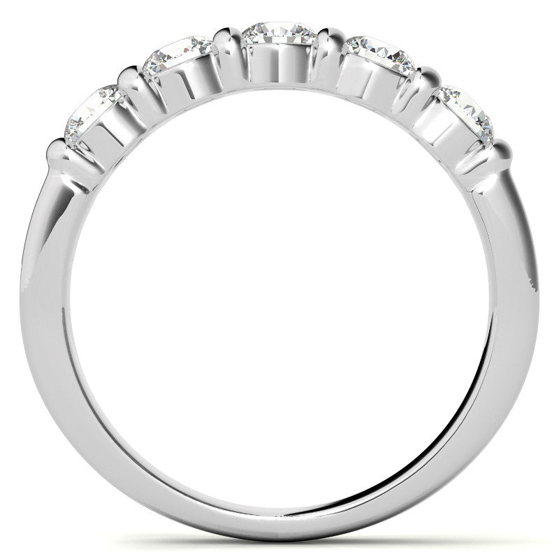 3.5mm Round Brilliant Moissanite Bar Anniversary Ring, 0.75ct