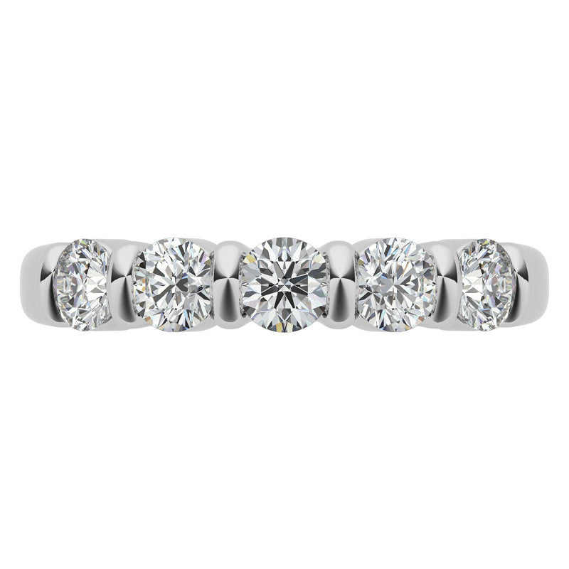3.5mm Round Brilliant Moissanite Bar Anniversary Ring, 0.75ct
