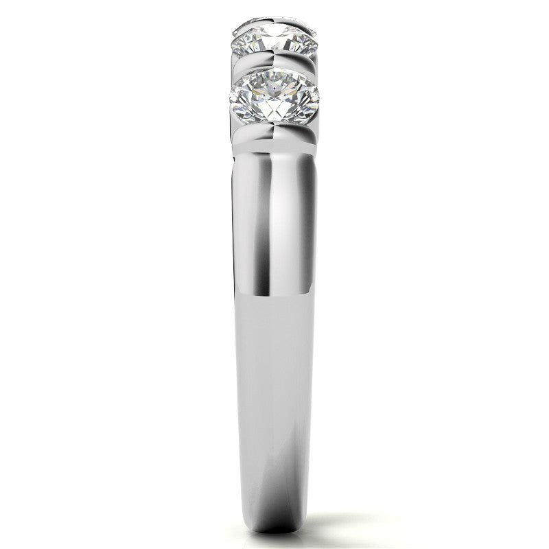 3.5mm Round Brilliant Moissanite Bar Anniversary Ring, 0.75ct
