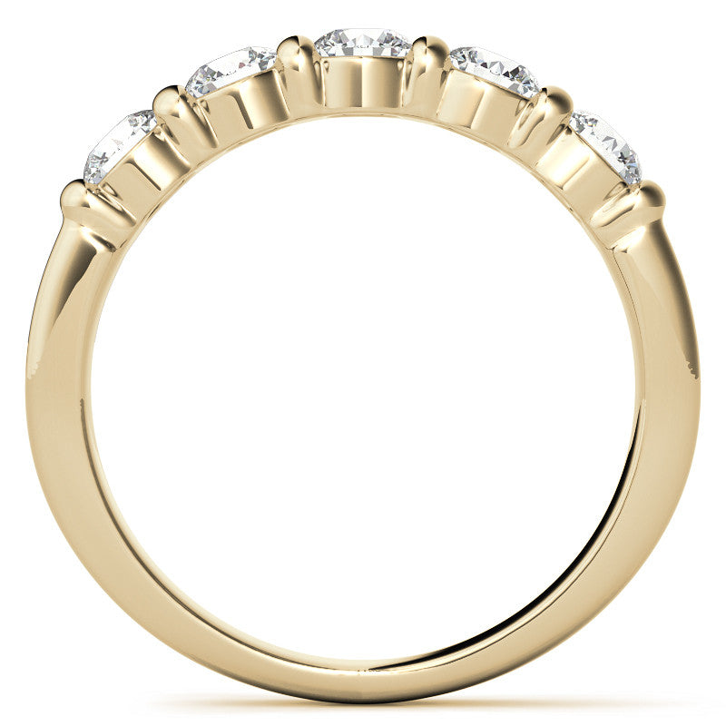 3.5mm Round Brilliant Moissanite Bar Anniversary Ring, 0.75ct