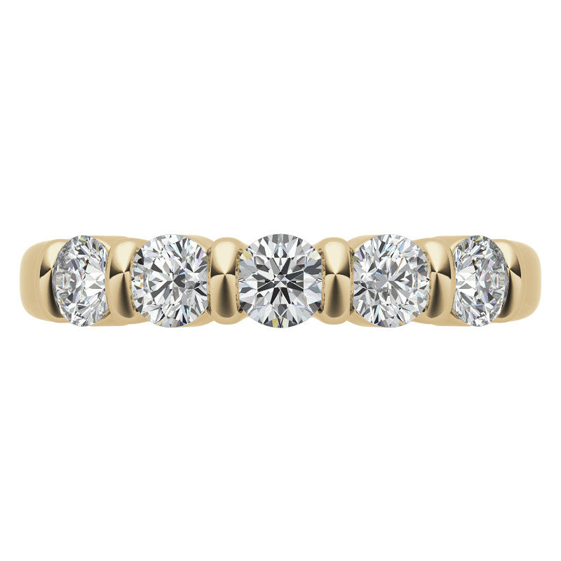3.5mm Round Brilliant Moissanite Bar Anniversary Ring, 0.75ct