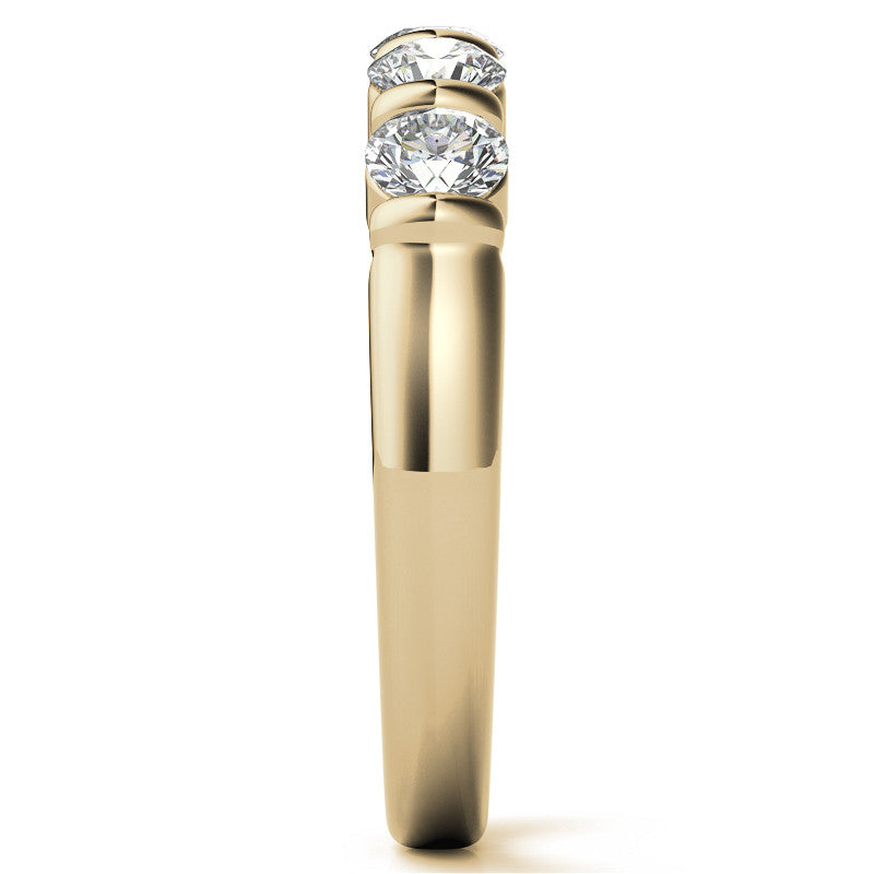 3.5mm Round Brilliant Moissanite Bar Anniversary Ring, 0.75ct