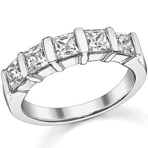 4mm 5-stone Princess cut Moissanite Bar Anniversary Ring