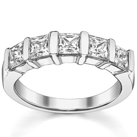 4mm 5-stone Princess cut Moissanite Bar Anniversary Ring