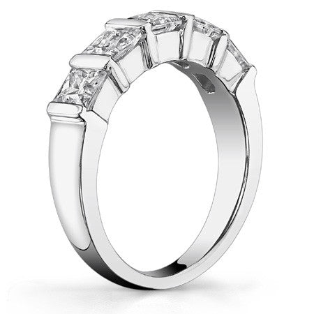 4mm 5-stone Princess cut Moissanite Bar Anniversary Ring