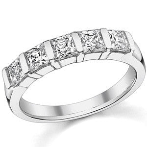 3.5mm 5-stone Princess cut Moissanite Bar Anniversary Ring