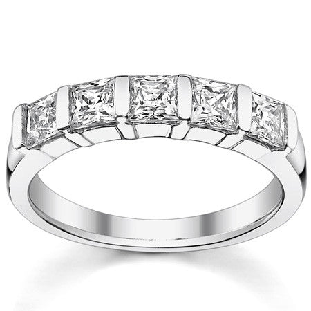 3.5mm 5-stone Princess cut Moissanite Bar Anniversary Ring