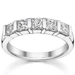 3.5mm 5-stone Princess cut Moissanite Bar Anniversary Ring