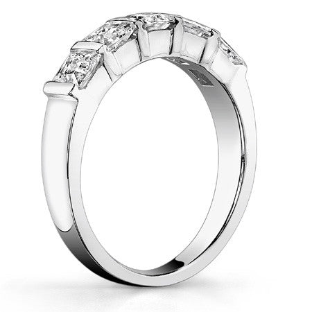 3.5mm 5-stone Princess cut Moissanite Bar Anniversary Ring