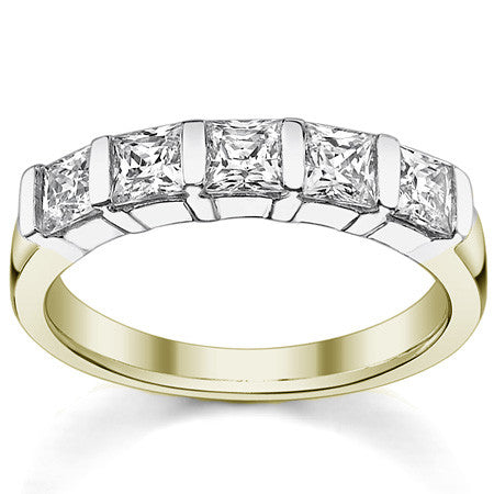 3.5mm 5-stone Princess cut Moissanite Bar Anniversary Ring
