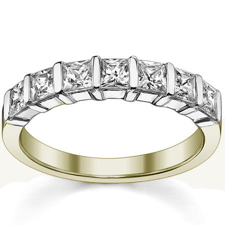 3mm 7-stone Princess cut Moissanite Bar Anniversary Ring