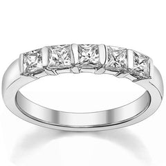 3mm 5-stone Princess cut Moissanite Bar Anniversary Ring