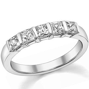 3mm 5-stone Princess cut Moissanite Bar Anniversary Ring