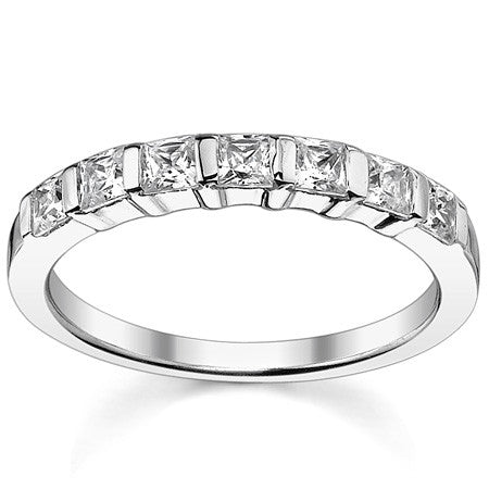 2.5mm 7-stone Princess cut Moissanite Bar Anniversary Ring