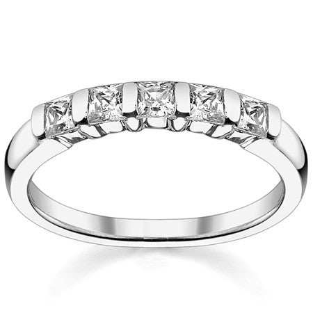 2.5mm 5-stone Princess cut Moissanite Bar Anniversary Ring