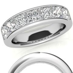 4mm 7-Stone Princess cut Moissanite Channel Anniversary Ring