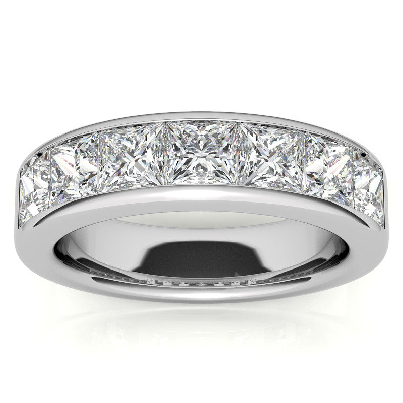 4mm 7-Stone Princess cut Moissanite Channel Anniversary Ring