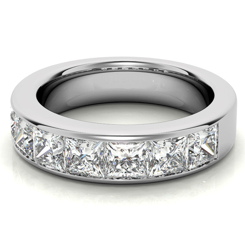 4mm 7-Stone Princess cut Moissanite Channel Anniversary Ring